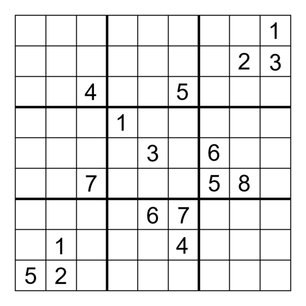 Sudoku grid with 17 givens